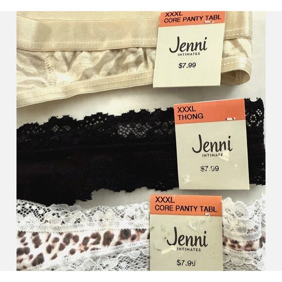 Jenni Intimates Lot 3pcs Core Thong Cotton Panty Tiger Leopard Black Plus XXXL - Picture 3 of 5